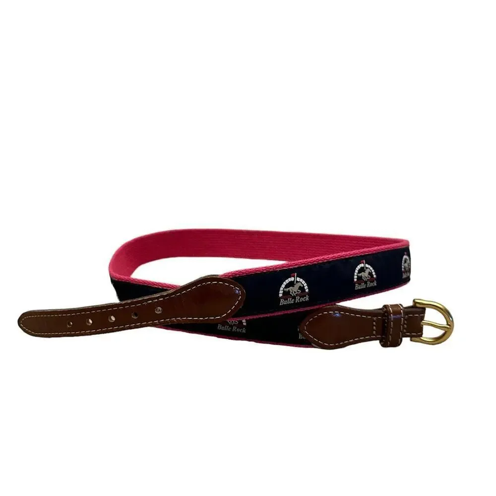 BULLE ROCK Golf Belt Men’s Size 34 Leather Backed Ribbon Style Casual Belt MD